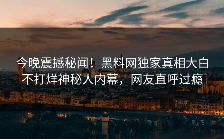 今晚震撼秘闻！黑料网独家真相大白不打烊神秘人内幕，网友直呼过瘾