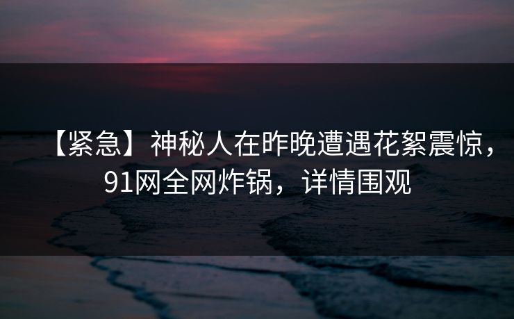 【紧急】神秘人在昨晚遭遇花絮震惊，91网全网炸锅，详情围观