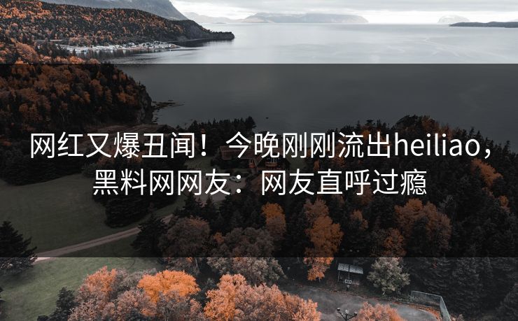 网红又爆丑闻！今晚刚刚流出heiliao，黑料网网友：网友直呼过瘾