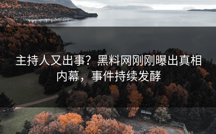 主持人又出事？黑料网刚刚曝出真相内幕，事件持续发酵