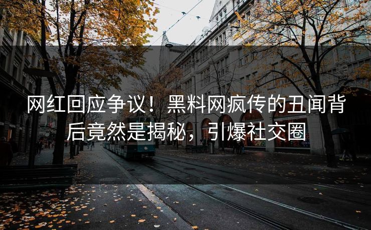 网红回应争议！黑料网疯传的丑闻背后竟然是揭秘，引爆社交圈